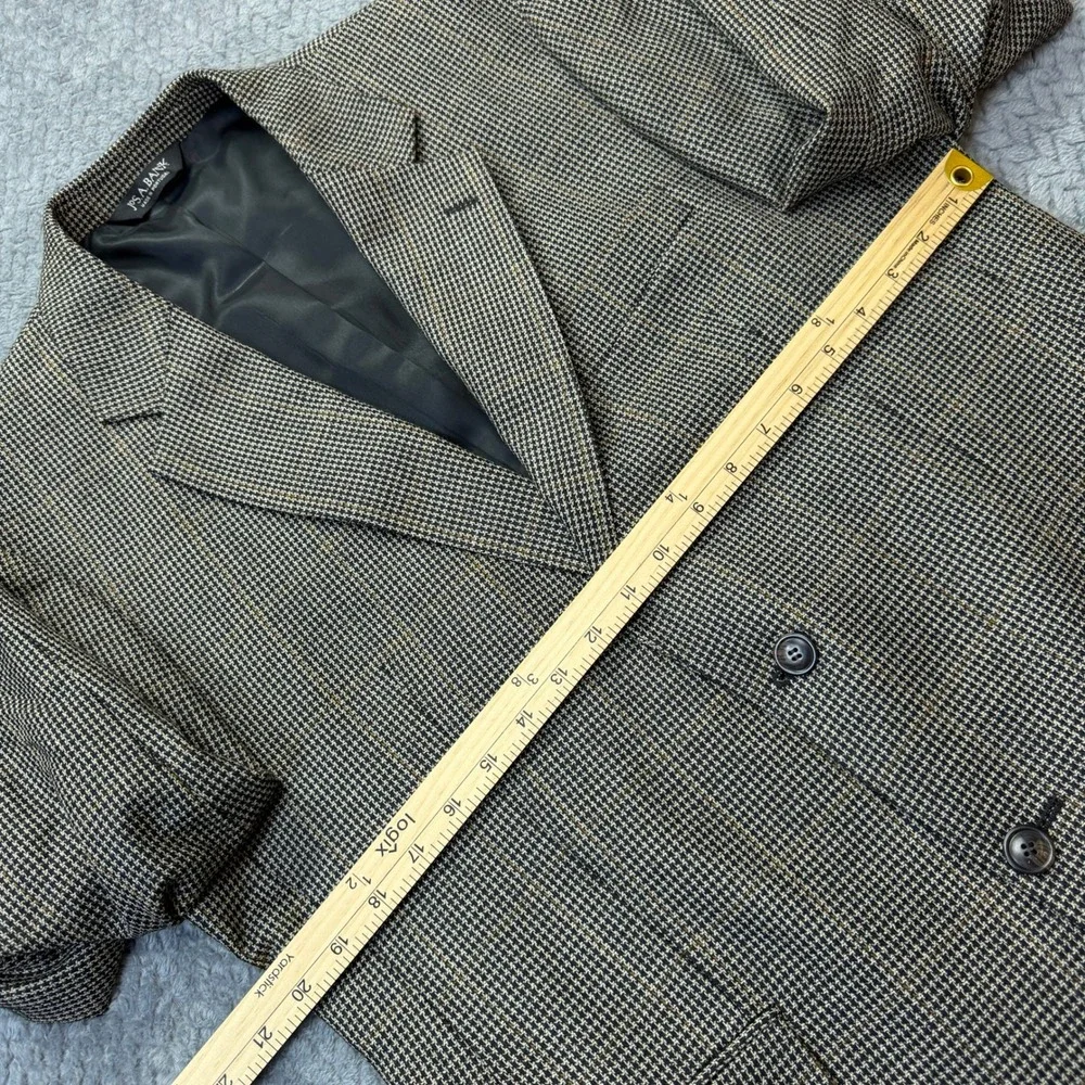 Jos. A. Bank Blazer Mens 40 REG Brown Silk Wool Houndstooth Sport‎ Coat